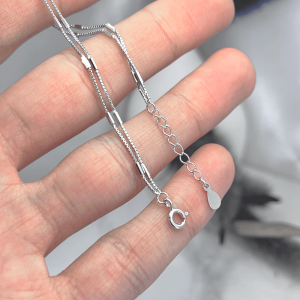 زنجیر قابل تنظیم و قفل دستبند نقره دخترانه