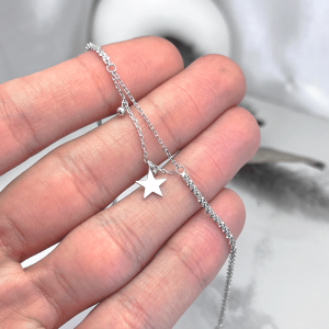 آویز ستاره و گوی دستبند نقره دخترانه