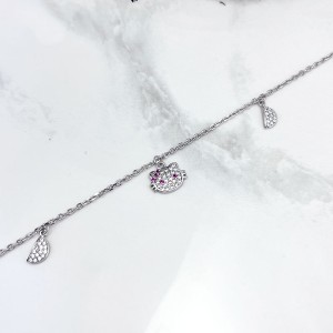 آویز کیتی و تاج پابند نقره دخترانه