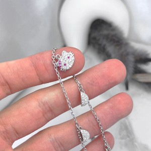 آویز کیتی دخترانه پابند نقره ایتالیایی