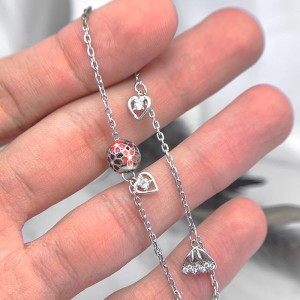 آویز قلب پابند نقره زنانه