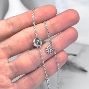 پابند نقره گوی سه بعدی سفید مشکی