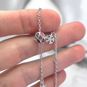 گوی قرمز پابند نقره زنانه