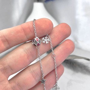 گوی و آویز پابند نقره زنانه رنگ قرمز