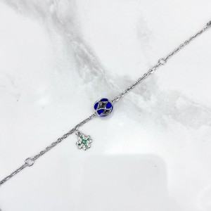 پابند نقره زنانه مدل گوی آبی