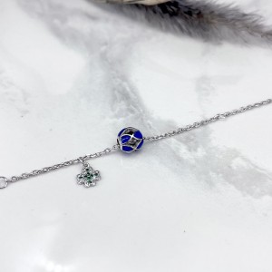 گوی سه بعدی پابند نقره زنانه رنگ آبی