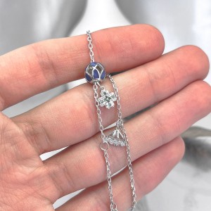 پابند نقره زنانه ایتالیایی آبی