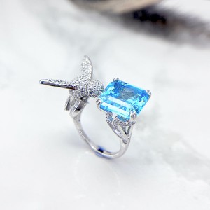 انگشتر درخشنده طرح جواهر نقره زنانه