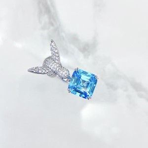 کریستال طرح توپاز آبی زنانه نقره