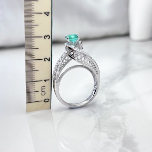 طول انگشتر نقره زنانه ایتالیایی طرح جواهر