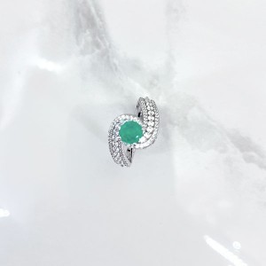 نگین زمرد انگشتر نقره زنانه زمرد