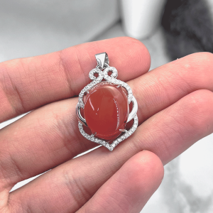 گردنبند نقره زنانه سنگ عقیق قرمز