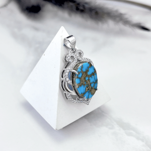 پلاک نقره زنانه سنگ اصل فیروزه