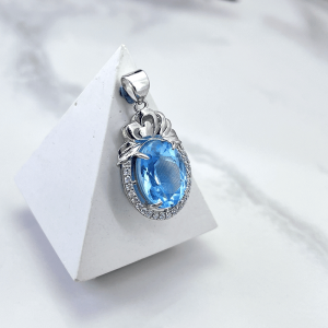 گردنبند نقره زنانه ایتالیایی توپاز آبی