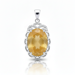 گردنبند نقره زنانه سنگ  یاقوت زرد