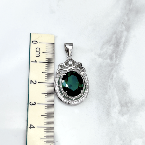 طول مدال آویز نقره کریستال سبز