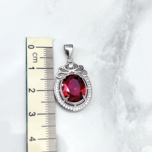 طول مدال آویز نقره کریستال قرمز