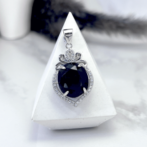 مدال آویز زنانه نقره آبی