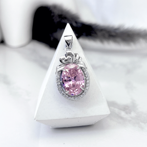 گردنبند نقره زنانه سنگ صورتی