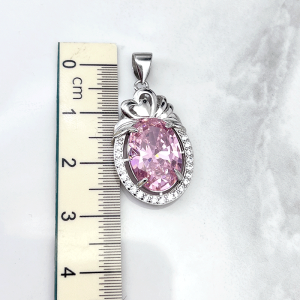 طول مدال نقره زنانه رنگ صورتی