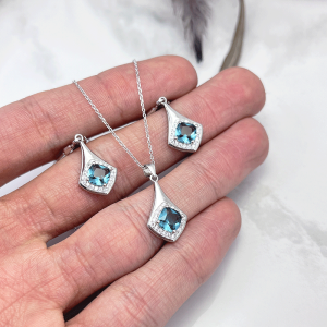 نیم ست لوزی آبی دخترانه