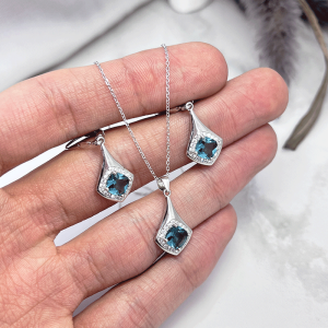 نیم ست آبی نقره دخترانه