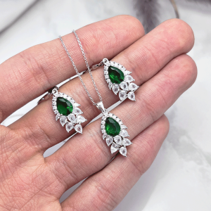 نیم ست طرح جواهری نقره زنانه