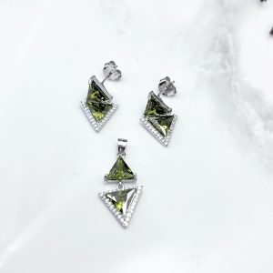 نیم ست ایتالیایی سبز طرح الکساندریت