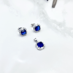 نیم ست آبی نقره ایتالیایی