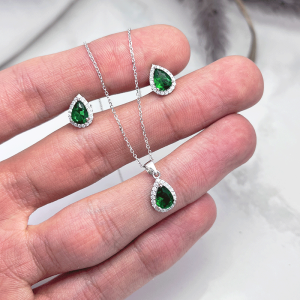 نیم ست نقره ایتالیایی دخترانه اشکی