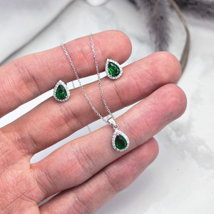 نیم ست نقره دخترانه گوشواره میخی