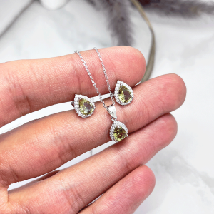 نیم ست اشک نقره همراه زنجیر