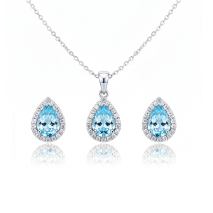 نیم ست نقره ایتالیایی اشک آبی