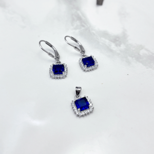 نیم ست نقره ایتالیایی زنانه ابی