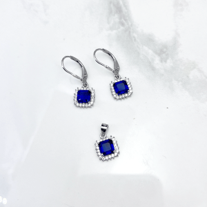 نیم ست نقره زنانه آبی ایتالیایی