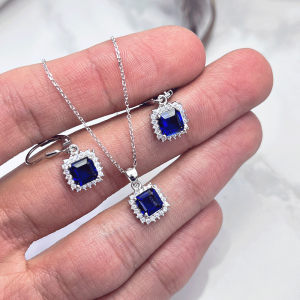 نیم ست آبی تیره ایتالیایی زنانه نقره