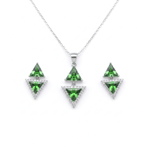 نیم ست نقره زنانه ایتالیایی مدل مثلث سبز