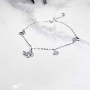 دستبند نقره پروانه نگین