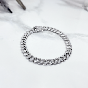 دستبند نقره زنانه مدل کارتیه نگین