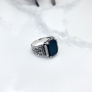 انگشتر نقره مردانه مدل کرال سیاه قلم