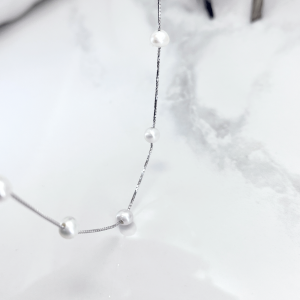 گردنبند نقره مروارید زنانه مدل تک ردیف