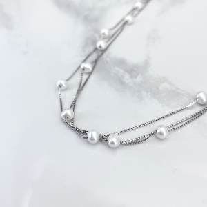 گردنبند نقره مروارید پرورشی