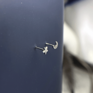 گوشواره نقره ماه و ستاره