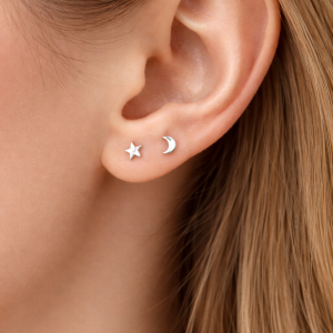 گوشواره نقره دخترانه ماه و ستاره