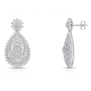 گوشواره نقره زنانه مجلسی مدل اشک گل