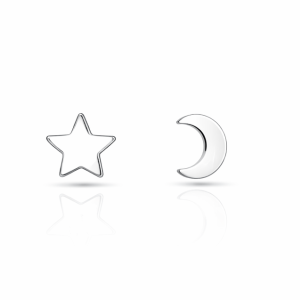 گوشواره نقره دخترانه مدل ماه و ستاره