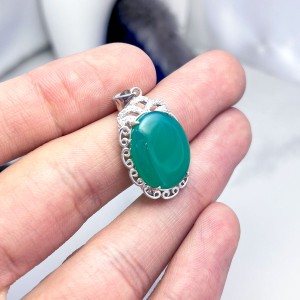سنگ عقیق سبز مدال نقره