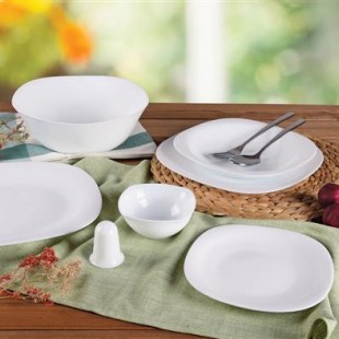 سرویس غذاخوری 28 پارچه پارس اوپال مدل سفيد بدون طرح