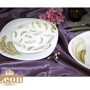 سرویس 26 پارچه لئون اپال قالب چهارگوش پر طلایی