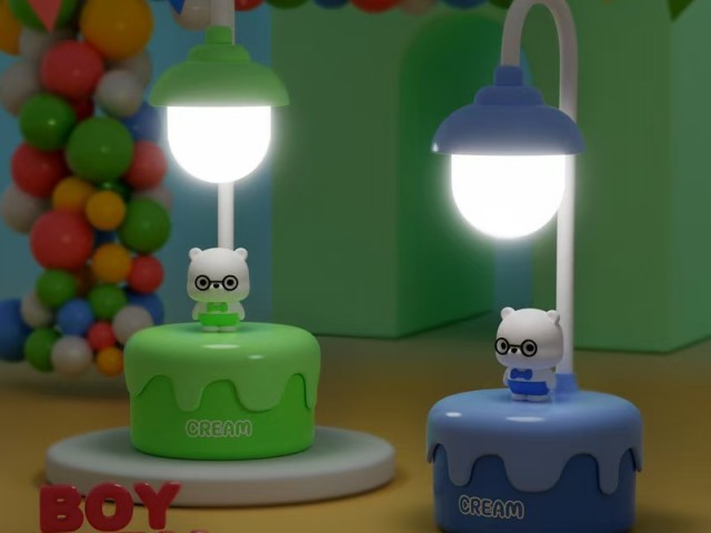 چراغ خواب رومیزی شارژی طرح خرس خامه ای